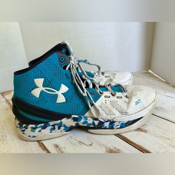 Under Armour Curry 2 Haight Street Blue & White Basketball Shoes hi-tops sz 11.5 - Picture 3 of 9